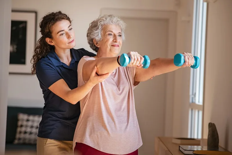 Visiting Care caregiver and client