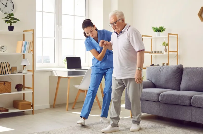 Visiting Care caregiver and client