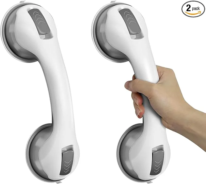 Grab Bars for Bathtubs and Showers, 2 Pack Shower Handles for Elderly with Strong Suction, 12 Inch Bathroom Shower Safety Bars for Seniors and Disabled for Wall