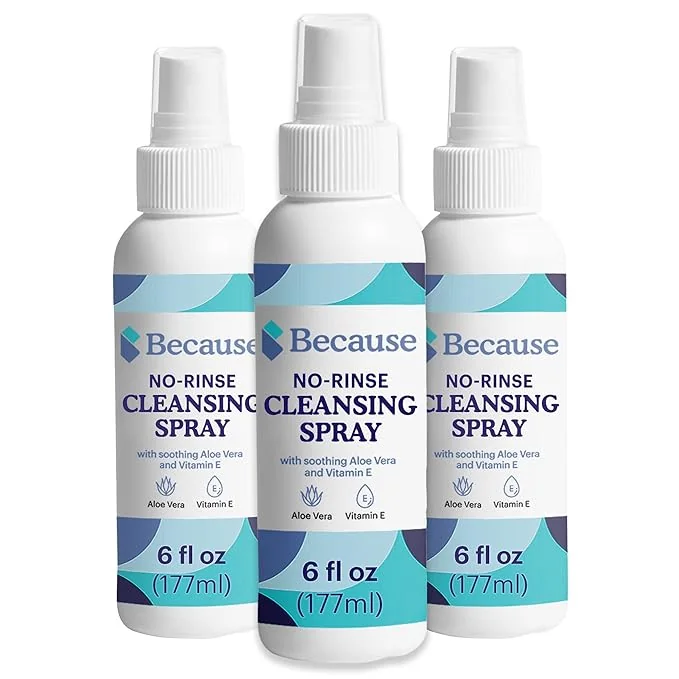 No Rinse Incontinence Cleansing Spray – Hydrating Formula, pH Balanced, Paraben-Free, Infused with Nourishing Aloe Vera, Chamomile, and Vitamin E – Non-Drying, 6 fl oz, 3-Pack