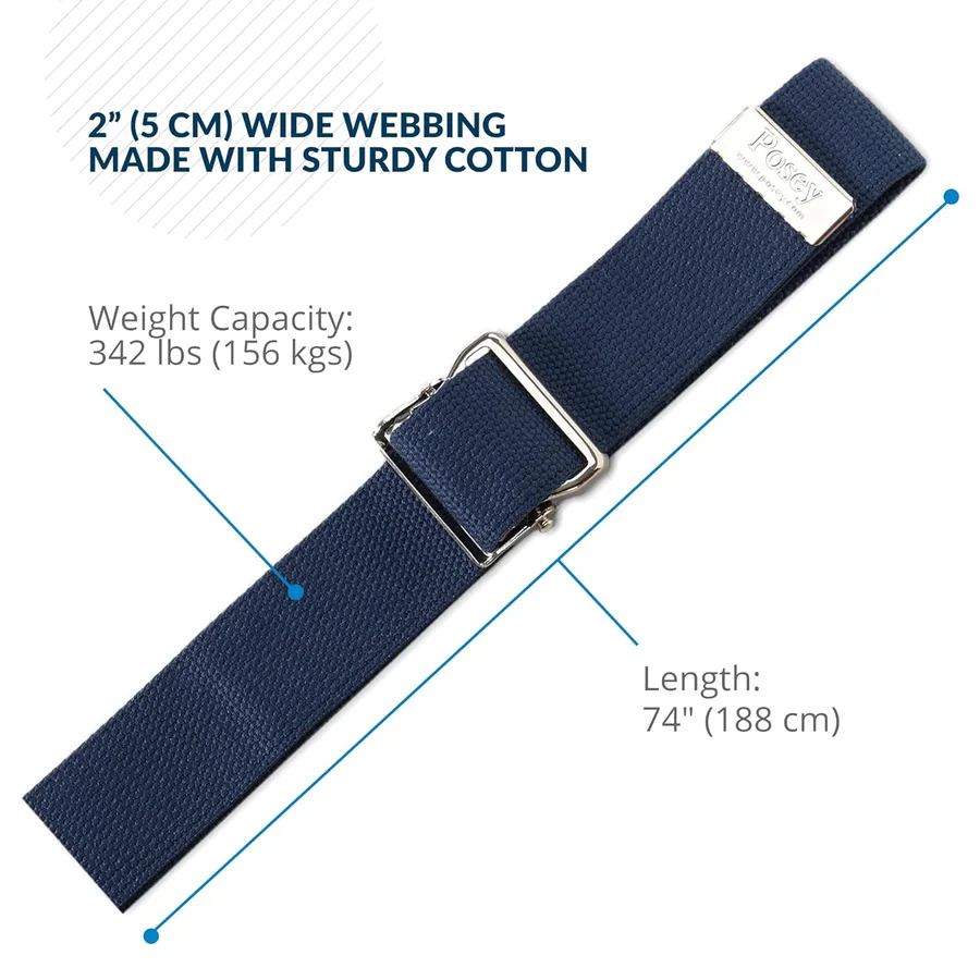 TIDI Posey Gait Belt 74″ (Navy Blue) – Durable Cotton Walking & Transfer Belt for Medical, PT & Home Care (6528L)