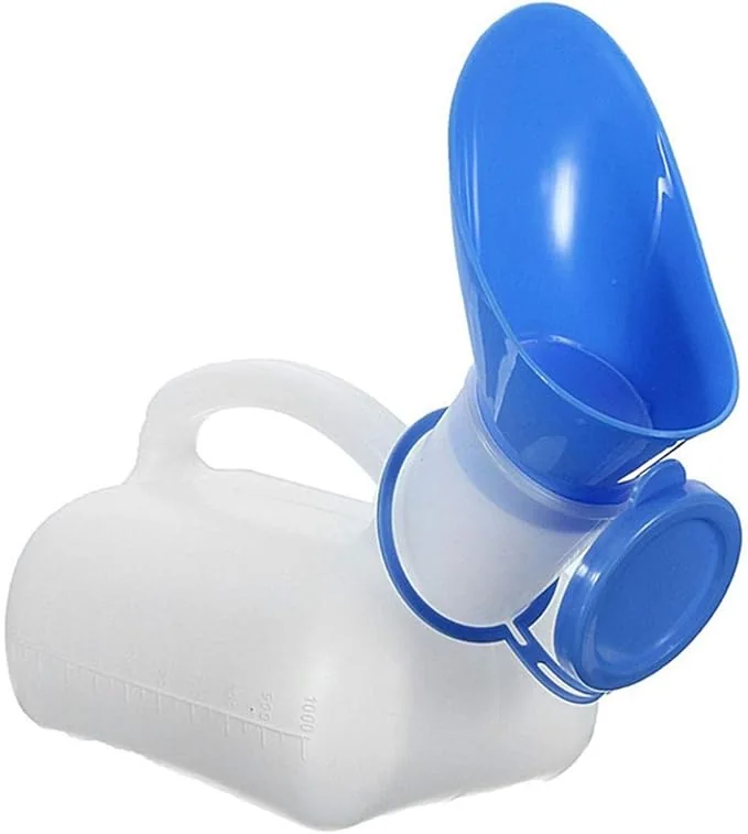Unisex Potty Urinal for Car, Portable Urinal for Men and Women, Bedpans Pee Bottle, with a Lid and Funnel, Travel Urinal Kit for Home, Hospite, Camping Outdoor (White)