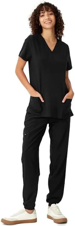 Women’s V-Neck Scrubs Top & Cargo Pants Set